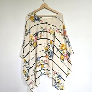 Debshops Floral Striped Poncho Blouse Oversize Top Plus Size 3X